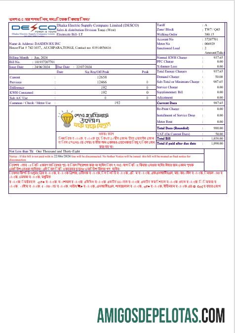 para download INDIA DECO Business Utility Bill Modelo Word e PDF